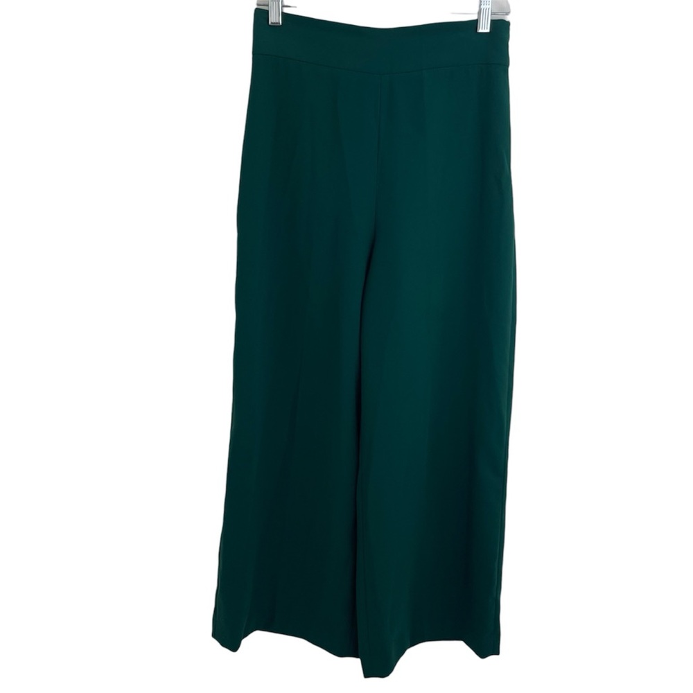 Zara Womens Green Dress Pants High Waist Wide Leg Flowy Size S
